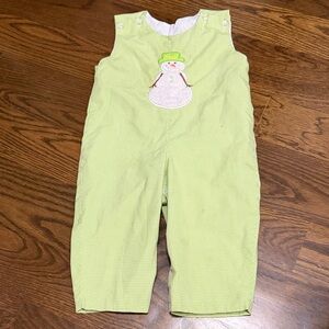 Green Checkered Snowman Kids Longalls